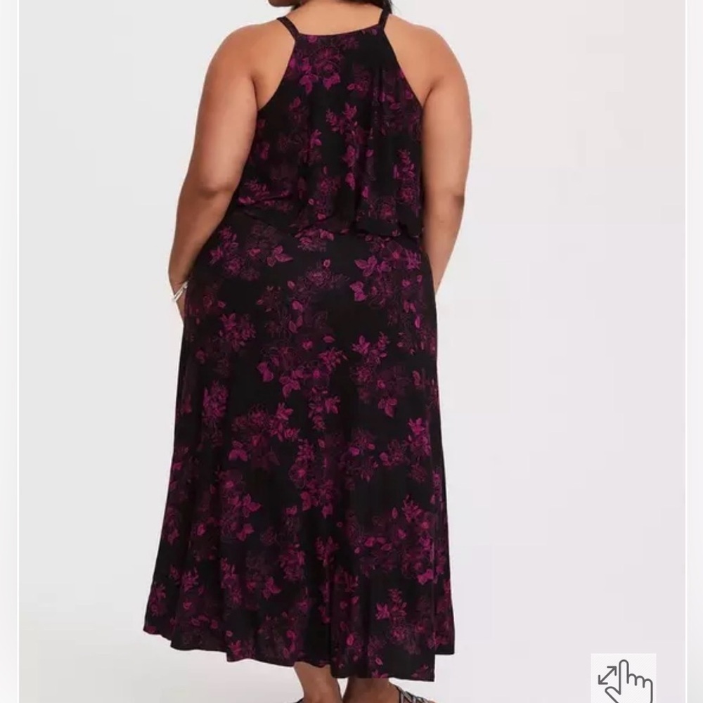 Torrid Stencil Flower Floral High Neck Jersey Maxi Dress Size 2X - Picture 2 of 9